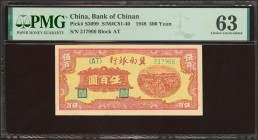 CHINA. 500 Yuan. 1948. Bank of Chinan. (Pick: S3099, SM: C81-40). PMG63.