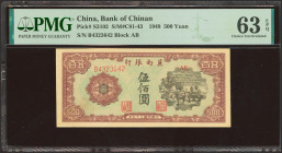 CHINA. 500 Yuan. 1948. Bank of Chinan. (Pick: S3102, SM: C81-43). PMG63EPQ.