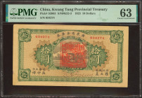 CHINA. 10 Dollars. 1923. Kwang Tung Provincial Treasury. (Pick: S3903, SM: K52-3). PMG63.