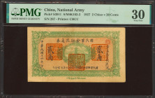 CHINA. 2 Chiao. 1927. National Army. (Pick: S3911, SM: K102-3). PMG30.