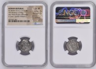 古代ローマ 共和国 紀元前112-111年 デナリウス銀貨 NGC Ch VF Strike4/5 Surface3/5 Brushed (4972547-002) RRC# 296/1, CRR# 561, RSC# 19-20, RCV I# 173, Silver, 3.96g, about ...