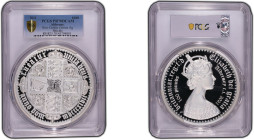 2021年 オルダニー ゴシッククラウン シールド 1キロ 100ポンド銀貨 PCGS PR70 Deep Cameo TopPop (43794801) KM# 353, Silver 99.9%, 1000.00g, 100.0mm 2021年にオルダニーで発行されたゴシッククラウンそれぞれの面...
