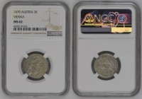 1670年 オーストリア ウィーン 3クロイツァー銀貨 NGC MS62 (4535519-033) KM# 1169, Her# 1313-1322, Silver, 1.77g, 22.0mm 神聖ローマ帝国のローマ皇帝、オーストリア大公、ボヘミア王、ハンガリー王と大国を築いたハプスブルク家の皇...