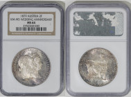 1879年 オーストリア フランツ・ヨーゼフ1世銀婚記念 2フローリン銀貨 NGC MS64 (2752368-030) X# M5, Her# 824, Dav ECT# 31, KM-M5, フランツ・ヨーゼフ1世の銀婚式を祝して発行された記念銀貨です。「雲上の女神」で知られるエリザベートと右向...