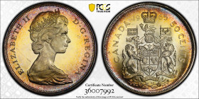 1965年 カナダ エリザベス2世 2ndポートレート 50セント銀貨 PCGS MS64 (36007992) KM# 63, Schön# 63, Silver 80.0% (80.0% Silver, 20.0% Copper), 11.66g, 29.7mm カナダで発行されたエリザベス2世...