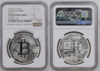 2020年 チャド共和国 ビットコイン 5000フラン銀貨 NGC PF69 Ultra Cameo (3957733-048) KM# 92, Silver 99.9%, 31.10g, 39.0mm チャドで発行されたビットコインモチーフの5000フラン銀貨です。あくまでもビットコインデザインで...