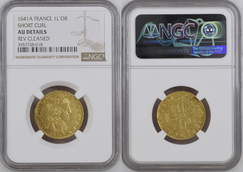 1641年 フランス ルイ13世 ルイドール金貨 ショートカール パリミント NGC AU Details Rev CLEANED (3957738-018) ...