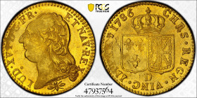 1786年 フランス ルイ16世 ルイドール金貨 リヨンミント PCGS MS63 TopPop (47937564) Dy royales# 1707, Gad R2# 361, KM# 591, Ciani# 2183, Gold 91.7%, 7.64g, 24.0mm 人気の高いルイドール金...