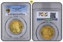 1786年 フランス ルイ16世 2ルイドール金貨 ナントミント PCGS MS64 準TopPop (81229966) Gad-363 No Dot, 1st Sem. 準TopPop PCGS MS64 (81229966), 	Dy royales# 1706, Gad R2# 363, C...