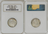 1862年 ドイツ	アンハルト 1/6 ターラー銀貨 NGC MS63 (243955-006) ラベル剥がれあり AKS# 19, Jaeg 2 AB# 71, KM# 87, Silver 52.0%, 5.34g, 23.0mm 表面には王冠を戴いたくまが門のある城と思しき壁の上を右向きに歩ん...