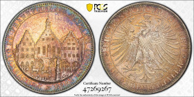 1863年 ドイツ フランクフルト レーマー広場 ターラー銀貨 PCGS MS63 (47269267) AKS# 45, Jaeg 6 FHI# 52, KM# 372, JuF# 1328, KahntDS# 172, Thun# 147, Dav GT III# 654 フランクフルトにあるレ...