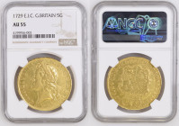 1729年 イギリス ジョージ2世 5ギニー金貨 EIC NGC AU55 (4199956-002) KM# 571, Sp# 3663/4, Gold 91.6%, 41.90g, 37.0mm 東インド会社がもたらした金によって製造されたこの5ギニー金貨は、「E.I.C.」の文字を冠しています...