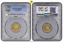 1806年 イギリス ジョージ3世 1/3ギニー 金貨 PCGS MS62 (34141783) KM# 650, Sp# 3740, Gold 91.6%, 2.80g, 17.0mm ジョージ3世の1/3ギニー金貨です1806年号は流通量として2番目に残存数が少なく、この個体以上の鑑定がついてい...