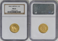 1804年 イギリス ジョージ3世 1/2ギニー 金貨 NGC MS62 (1754771-019) KM# 651, Sp# 3737, Gold 91.6%, 4.2g, 20.0mm 月桂冠を被ったジョージ3世と裏面には王冠と盾、その円周をレジェンドが囲い、その下部には年号が刻まれています。1...