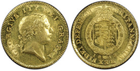 1813年 イギリス ジョージ3世 1/2ギニー金貨 PCGS AU58 (50621881) KM# 651, Sp# 3737, Gold 91.67%, 4.18g, 20.0mm ジョージ3世の1/2ギニー金貨です。 1813 Great Britain George III 1/2 Gui...