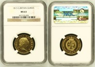 1813年 イギリス ジョージ3世 ミリタリーギニー NGC MS63(1877725-005) KM# 664, Sp# 3730, Gold 91.7%, 8.4g, 24.0mm, ジョージ3世が描かれたこのギニー金貨は、フランスのナポレオン1世との戦争で兵士へ支払いのために、1813年のみ製...
