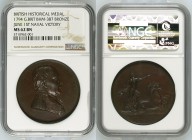1794年 イギリス “栄光の6月1日” 青銅メダル NGC MS62 BN (3710962-001) Mudie #4, BHM 387, Eimer 856, Bronze, 41mm, フランスとの激しい衝突の末、戦艦7隻を破ったことで"6月1日の栄光"と知られている海戦を記念した銅メダルで...