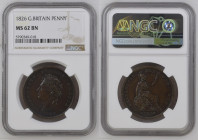 1826年 イギリス ジョージ4世 ブリタニア ペニー銅貨 NGC MS62 BN (5790349-018) KM# 693, Sp# 3823, Copper, 18.90g, 34.0mm ジョージ4世のペニー銅貨です。1825年から1827年のみ発行されたタイプです。 1826 Great ...