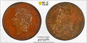 1826年 イギリス ジョージ4世 ブリタニア ハーフペニー銅貨 PCGS PR62 (49793181) KM692, S-3824, Copper, 9.71g プルーフ仕様のジョージ4世ハーフペニー銅貨です。表面は左を向いて月桂冠を戴くジョージ4世の肖像に、裏面には三叉槍とユニオンジャックの盾...