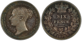 1839年 イギリス ヴィクトリア 6ペンス銀貨 PCGS PR62 (50621884) KM# 733, Sp# 3908, 3909, Silver 92.5%, 2.83g, 19.3mm ヴィクトリア女王の1stポートレートを採用した6ペンス銀貨で、エングレーバーを努めたのはウィリアム・ワ...