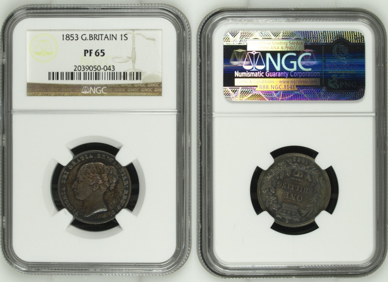 1853年 イギリス ヴィクトリア 1stポートレート シリング銀貨 NGC PF65 準TopPop (2039050-043) S3904 Silver 9...