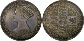 1847年 イギリス ヴィクトリア ゴシッククラウン銀貨 アンデシモエッジ PCGS PR60 (26123814) KM# 744, Sp# 3883, 3884, Silver 92.5%, 28.30g, 38.6mm ゴシッククラウンのアンデシモエッジです。裏面のクラウンに残った保管の痕跡も...