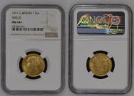 1871年 イギリス ヴィクトリア 1st Portrait シールド ソヴリン金貨 NGC MS64+ (3933042-041) KM# 736, Sp# 3852/3, Gold 91.6%, 7.99g, 22.0mm,ヴィクトリア女王のソヴリン金貨で裏側がシールドタイプのものは最近特に人気...