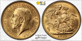 1925年 イギリス ジョージ5世 ソヴリン金貨 PCGS MS64 (45872930) KM# 820, Sp# 3996, Gold 91.67%, 7.99g, 22.0mm ジョージ5世のソヴリン金貨です。PCGS社よりMS64の鑑定を受けています。 1925 Great Britain ...
