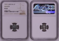 1937年 イギリス ジョージ6世 マウンディ 2ペンス銀貨 NGC PF64 (6203014-005) KM# 847, Sp# 4089, Silver 50.0%, 0.94g, 13.0mm, ジョージ6世のマウンディセットから2ペンスの登場です。復活祭(イースター)の直前の木曜日の聖木曜...