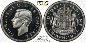 1937年 イギリス ジョージ6世 クラウン銀貨 PCGS PR64+ Cameo (28624593) KM# 857, Sp# 4078/9, Silver 50%, 28.28g, 38.6mm ジョージ6世が戴冠した1937年に発行されているクラウン銀貨です。 1937 George VI ...