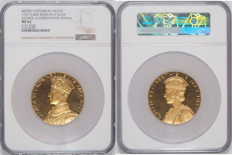 [*]1937年 イギリス ジョージ6世 戴冠記念 金メダル NGC MS62 準TopPop (2159108-001)
BHM# 4314, Eimer#...