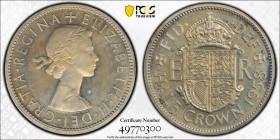 【2枚セット】1958年 イギリス エリザベス2世 フローリン白銅貨 PR64 Cameo TopPop  (49770300)・ハーフクラウン白銅貨 PR65 TopPop (49793188) 1/2 Crown, S-4145, BULL-4367, Copper-Nickel, 14.14g...