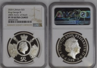 2020年 イギリス ジョージ3世 没後200周年 5ポンド銀貨 NGC PF70 Ultra Cameo TopPop (2855299-006) 箱付 Sp# L79, KM# 1854bc, Silver92.5%, 56.56g, 38.6mm, ジョージ3世の生きた時代は、アメリカ独立戦争...