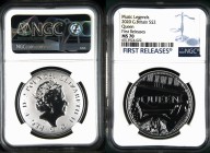 2020年 イギリス ミュージックレジェンド Queen 1オンス 2ポンド銀貨 First Releases NGC MS70 TopPop (6013924-022) Sp# QN2A, KM# 1838, Silver 99.9%, 31.10g, 38.6mm, 伝説的ロックバンドQueen...
