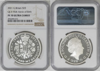 2021年 イギリス エリザベス2世 生誕95周年記念 5ポンド銀貨 NGC PF70 Ultra Cameo TopPop (3956044-012) 箱付 COA581 Sp# L88, KM# 2022c, Gold 91.6%, 39.94g, 38.6mm エリザベス2世の生誕95周年を祝...