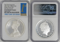 2021年 イギリス ヴィクトリア ゴシッククラウン ポートレート 2オンス 5ポンド銀貨 NGC PF70 Ultra Cameo TopPop (6380612-068) ケース付き COA1384 Sp# GE19, KM# 2036, Silver 99.9%, 62.42g, 40.0mm...