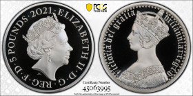 2021年 イギリス ヴィクトリア ゴシッククラウン ポートレート 2オンス 5ポンド銀貨 PCGS PR69 Deep Cameo 準TopPop (45063995) Sp# GE19, KM# 2036, Silver 99.9%, 62.42g, 40.0mm グレートエングレーバーシリーズ...