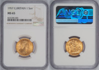 [*]1957年 イギリス エリザベス2世 1stポートレート ソヴリン金貨 NGC MS65 (6632285-003)
Sp#GE32, KM# 908, Sp# 4124, Sp# 4125, Gold 91.6%, 7.99g, 22.0mm, Mary Gillick（メアリー・ギリック...