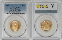 1958年 イギリス エリザベス2世 1stポートレート ソヴリン金貨 PCGS MS65 (49684114) Sp#GE32, KM# 908, Sp# 4124, Sp# 4125, Gold 91.6%, 7.99g, 22.0mm, Mary Gillickによるエリザベス女王の肖像が美し...