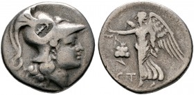 Pamphylia. Side. Tetradrachme 2.-1. Jh. v.Chr. Ähnlich wie vorher, jedoch auf dem Avers mit Gegenstempel "Anker" der Seleukiden. 16,23 g
sehr schön