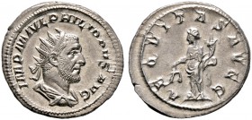 Kaiserzeit. Philippus I. Arabs 244-249. Antoninian 247 -Rom-. IMP M IVL PHILIPPVS AVG. Drapierte Büste mit Strahlenkrone nach rechts / AEQVITAS AVGG. ...
