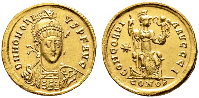 Kaiserzeit. Honorius 393-423. Solidus 403/408 -Constantinopolis-. D N HONORIVS P...