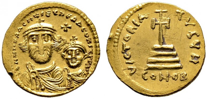 Heraclius mit Heraclius Constantinus 613-641. Solidus 616/625 -Constantinopolis-...