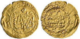 Ghaznawiden. Mahmud AH 388-421/AD 998-1030. Golddinar AH 395 -Herat-. Album 1607. 2,23 g
sehr schön