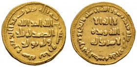 Umayyaden-Dynastie. Abd al-Malik AH 65-86/AD 685-705. Golddinar AH 78 (697/98) -Damaskus?-. Album 125. 4,27 g
sehr schön-vorzüglich
