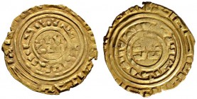 Jerusalem, lateinisches Königreich. Anonym. Gold-Bezant ("Byzantiner") um 1188/1250 -Akkon-. Beidseitig pseudokufische Schrift in doppelter Umschrift....