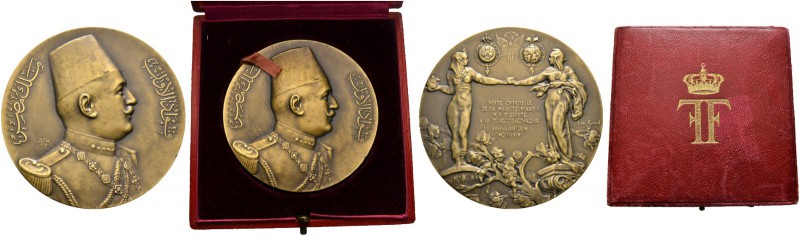 Ägypten. Fuad I. AH 1341-1355/ AD 1922-1936. Bronzemedaille 1924 von S.E. Vernie...