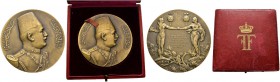 Ägypten. Fuad I. AH 1341-1355/ AD 1922-1936. Bronzemedaille 1924 von S.E. Vernier, auf den Besuch des Königs in der Tschechoslowakei vom 26.-28. Juni....