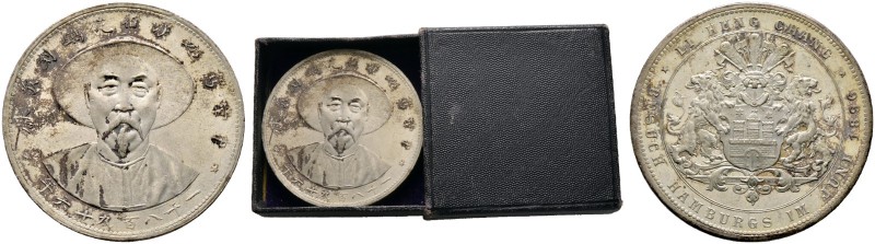 China-Kaiserreich. Kuang Hsu 1875-1889-1908. Versilberte Bronzemedaille 1896 uns...