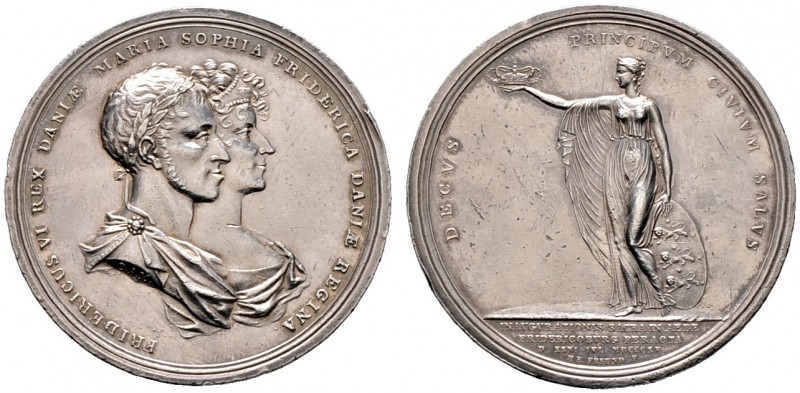 Dänemark. Frederik VI. 1808-1839. Silbermedaille 1815 von C.A. Möller und H.E. F...